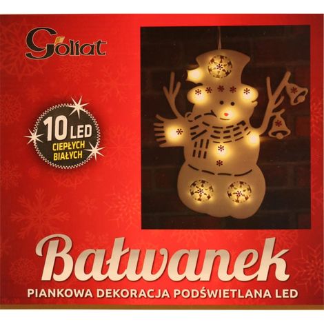 Decorazione luminosa - Pupazzo di neve in schiuma con 10 LED, bianco, a batteria (1/2)