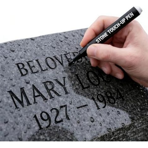 Beyamis Stylo marqueur noir pour pierres tombales, stylo marqueur imperméable à base d'huile pour la réparation d'inscriptions en granit et marbre.