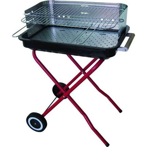 BLINKY 78800-30 Sunny-56 Barbecue a carbone con piano cottura 56x36 cm griglia cromata 3 posizioni ruote per trasporto colore Nero