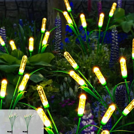Luciole Solaire Exterieur Jardin Reed 2x12LED Lampes Solaires de Jardin Blanc Chaud (1/5)