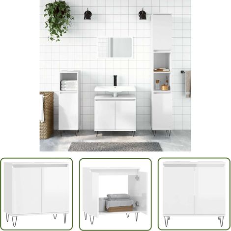 Maison Exclusive Badschrank Hochglanz-Weiß 58x33x60 cm