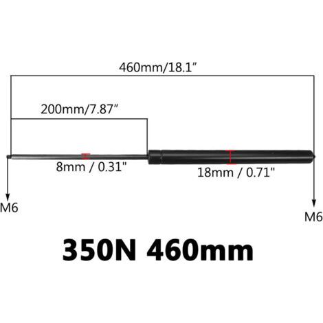 1 pièces 350N 460mm Amortisseur à ressort de support de levage de vérins à gaz de voiture pour modèle de voiture universel (1/5)