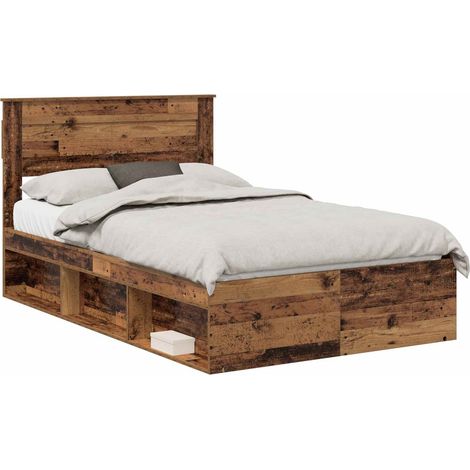 Estructura de cama con cabecera Madera vieja 135 x 190 cm vidaXL (1/5)