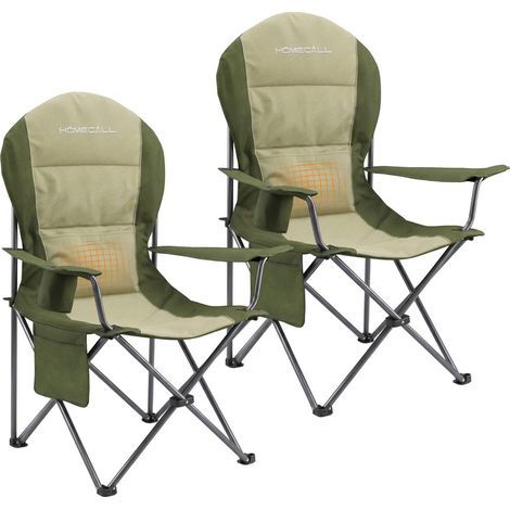 Homecall Campingstuhl Hochlehner 108cm mit Lendenwirbelstütze Klappstuhl Angelstuhl Faltbar, (Bis 150kg, gepolstert, faltbar, stabil, 2 St), für Camp Garten Balkon (olivgrün)