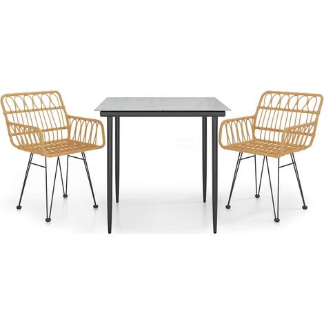 Maison Exclusive - 3-tlg. Garten-Essgruppe Poly Rattan (1/5)