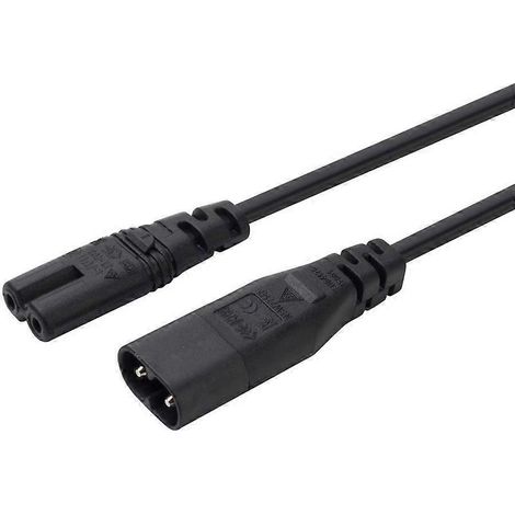 Câble adaptateur 2 broches IEC320-C7 vers C8, fiche mâle vers prise femelle (1/4)