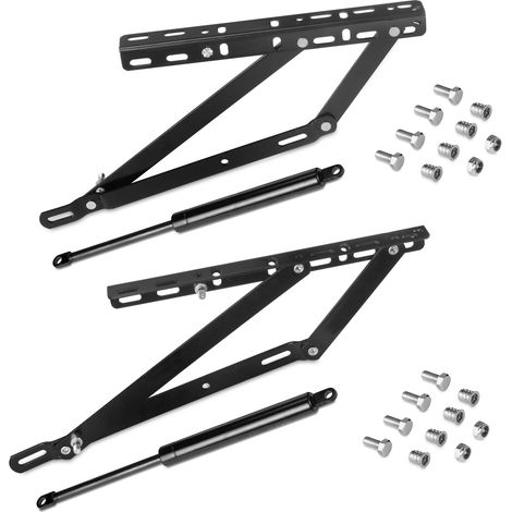 Emuca Satz Hebeset für Kanapee-Bett, seitliche Öffnung, für 90 cm Betten, Stahl, Schwarz lackiert (1/5)