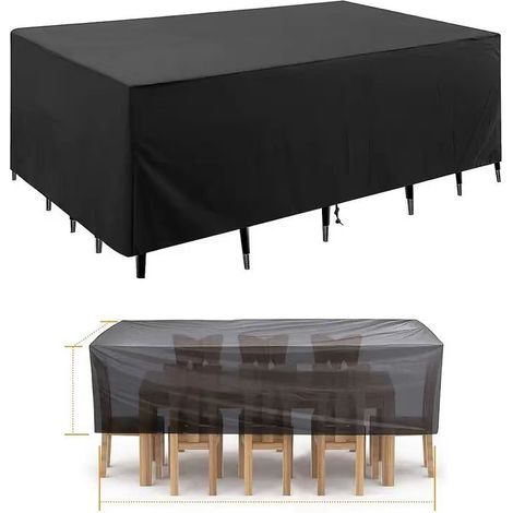 Housse de table de jardin, bâche rectangulaire 140 x 120 x 40 cm, housse de protection pour mobilier de jardin, imperméable, anti-UV, tissu Oxford 210D