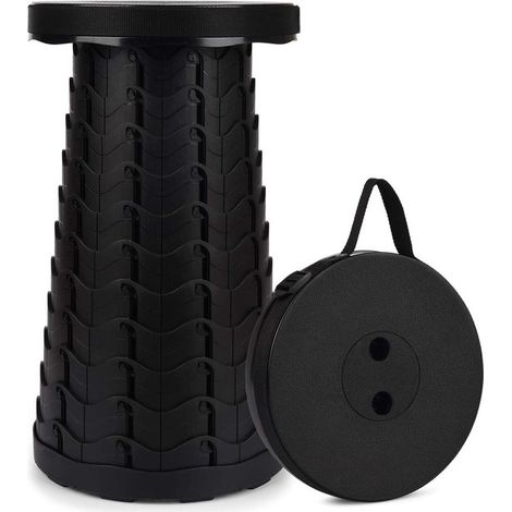 Tragbarer Klapphocker – Klappbarer Sitz – Für Outdoor-Aktivitäten – Höhenverstellbar (26–45 cm) – Schwarz (1/5)