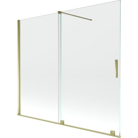 Mexen Velar écran de baignoire à 2 ailes coulissante 180 x 150 cm, transparent, or - 896-180-000-01-50