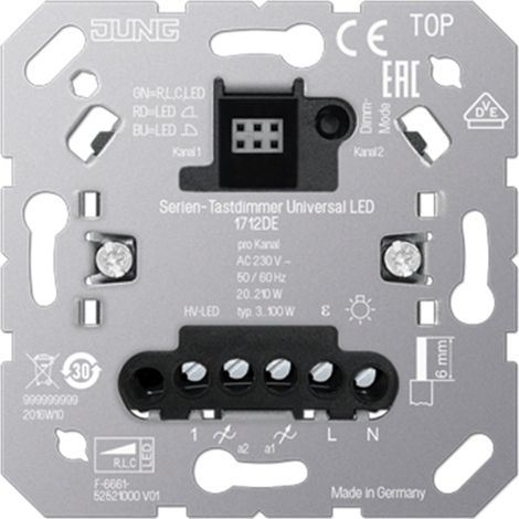 Jung Regulador de intensidad serie universal LED, con entrada de extensión, UP 1712 DE