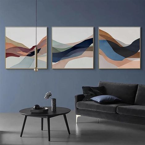 CCYKXA Giclée nordique abstrait carré décor peinture salon fond mur grande murale Studio chambre peintures mur Art-(60X60 cm) X3 sans cadre (1/5)