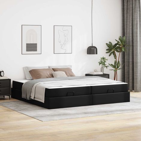 Estructura de cama con colchón con colchón Negro 200 x 200 cm