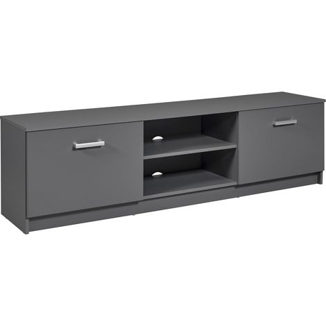 Commode TV - Meuble TV - Console TV - 2 Portes battantes - 2 Compartiments - Gris - Elenzio (1/5)
