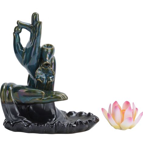 Brûleur d'Encens à Effet Cascade en Céramique Main de Bouddha pour Décoration Intérieure et Accessoires Yoga (1/5)