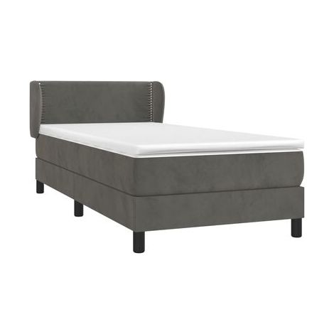 Sommier et matelas style Snowco, gris foncé, 80 × 200 cm, en velours, velours doux et confortable, idéal chambre à coucher, style moderne, montage simple (1/5)
