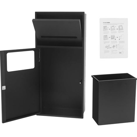Poubelle, Acier Inoxydable, Design Gain de Place, noir (1/2)