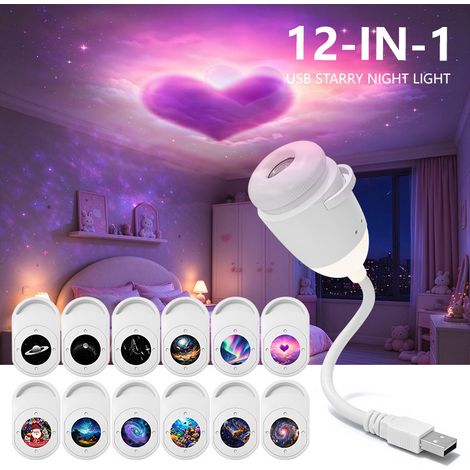 Lampe de projection de lumière de ciel étoilé lampe de projection de lampe d'ambiance rechargeable d'USB de voiture