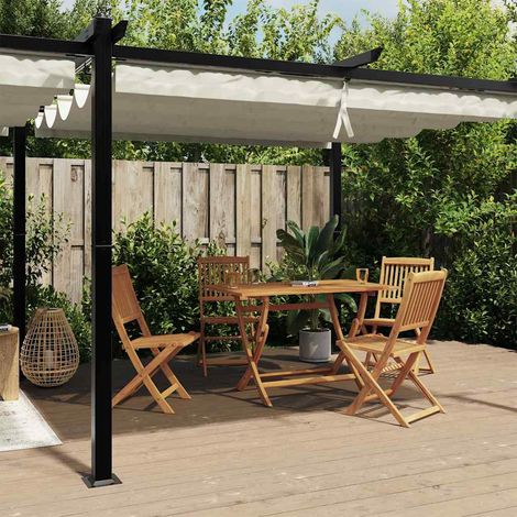 vidaXL Cenador de jardín con techo retráctil aluminio crema 3x6 m (1/5)