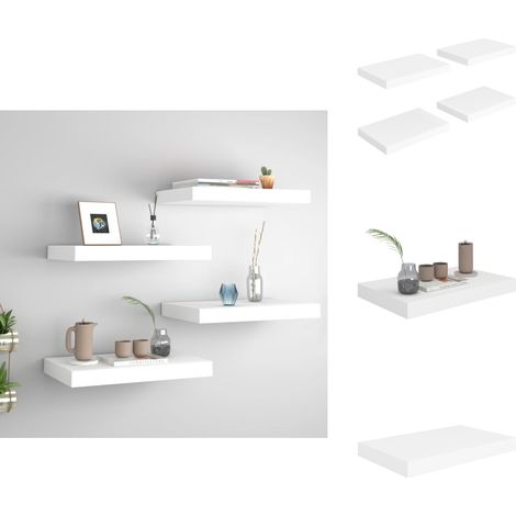 Schweberegale 4 Stk. Weiß 40x23x3,8 cm MDF - Schweberegale - Wandregale - Regalset - Weißes Regal - Modernes Regal (1/5)