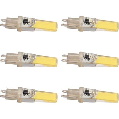 Lot de 6 ampoules LED G9 COB dimmables, ampoules LED G9 professionnelles de remplacement pour lampes murales et lampes de table, 220 V, lumière blanche (1/5)