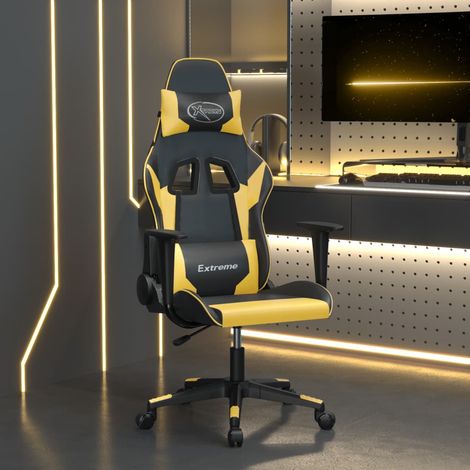 Sedia da Gaming Massaggiante Nero e Oro in Similpelle vidaXL