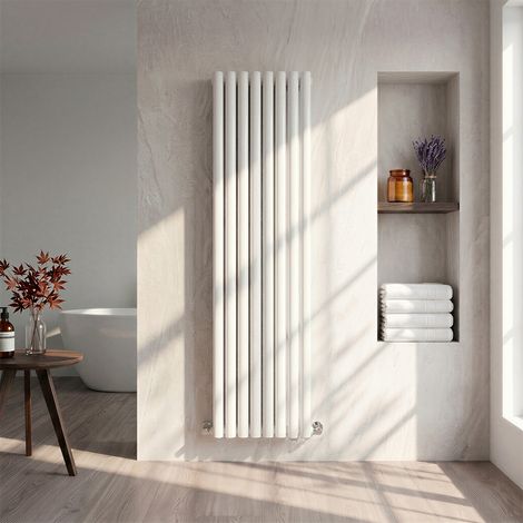 ELEGANT Modern White Vertical Tall Column Radiator 1800x480mm Double Oval Panel Designer High Thermal Conductivity Radiator (1/5)