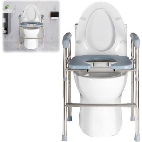 Rehausseur de toilettes avec accoudoirs jusqu'à 75 kg,aide au relèvement des toilettes pour personnes âgées,pour personnes âgées, siège de toilette surélevé avec hauteur réglable (1/5)