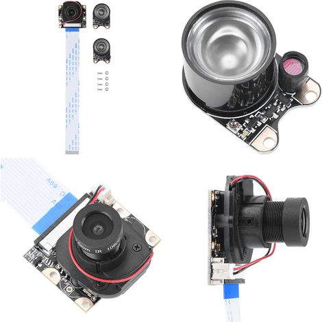 Module caméra de vision nocturne IR manuelle 5MP avec 2 lampes d'appoint pour Raspberry Pi 2/B+ (1/5)