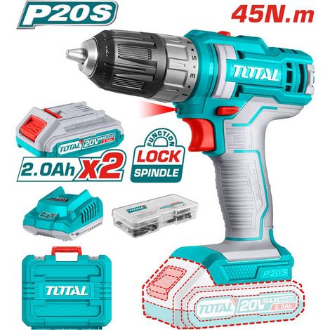 TRAPANO AVVITATORE A BATTERIA 20V 45Nm + 2 BATTERIE 2Ah + 47 ACCESSORI TOTAL (1/5)