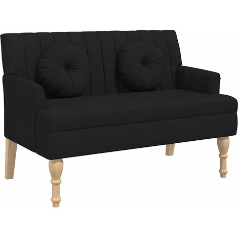Banco con cojines tela negro 113x64,5x75,5 cm vidaXL