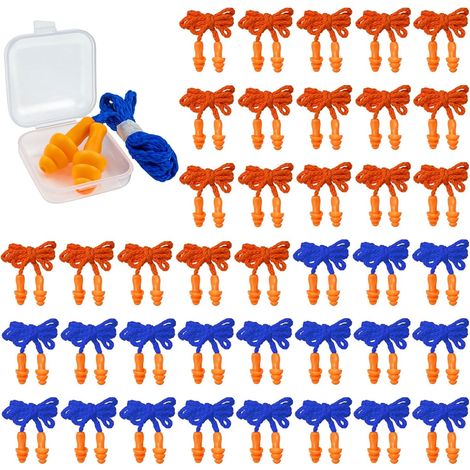 Bouchons d'oreille en Silicone,avec 40 Pièces Boîte Portable,40 Pièces  Bouchons D'oreilles Filaires Réutilisables pour Natation, Sommeil, Apprentissage, Ronflement,2 Couleurs (1/5)
