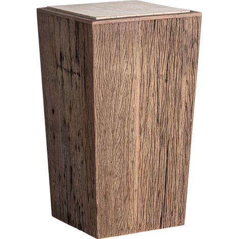 Sellette rustique en bois et travertin (1/5)