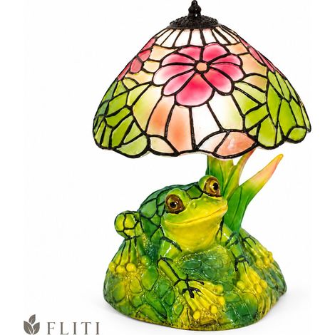 FLITI Frosch-Nachttischlampe, Kunstharz im Buntglas-Stil, eleganter und kunstvoller Lampenschirm für Büro und Zuhause (1/5)