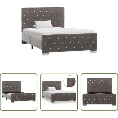 The Living Store Bettgestell Grau Samt 100x200 cm - Bettrahmen - Samtbetten - Doppelbett - Boxspringbett - Grau (1/5)