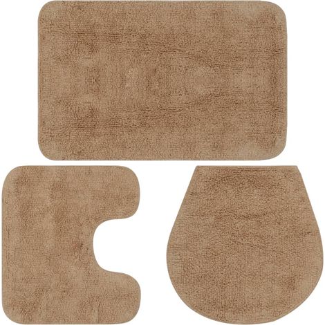 Conjunto de alfombrillas de baño de tela 3 piezas beige vidaXL