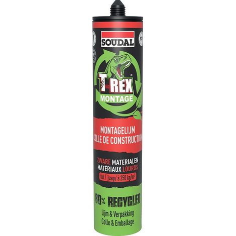 Colle aqueuse T-rex green Montage Matériaux lourds cartouche de 350g - SOUDAL