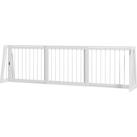 Türgitter hund ausziehbar Holzrahmen 71-190 x 38,5 x 56 cm mit 3 Paneelen, Treppengitter für Küche, Flur, Treppen, Weiß