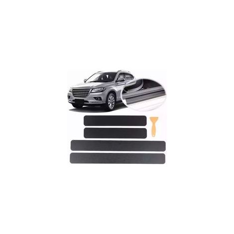 Protecteur de Seuil de Porte,4 Pièces Fibre Carbone Bande de Protection de PareChocs ArrièRe Film,AntiRayures Voiture Universelle