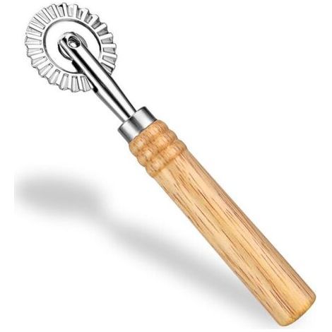 Pasta and Ravioli Cutting Wheel with Roller, Zinc Alloy Pizza Wheel for Making Noodles and Lace (1/4)