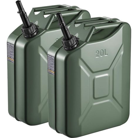 Jerrican Essence Métal 20L Lot de 2 VEVOR Bidon Carburant en Acier DC04 avec Bec Verseur 20mm pour Voiture Moto (1/5)
