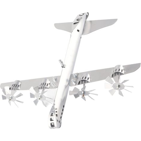 Molino de viento metálico con forma de avión para el jardín [Molino de viento] [Superfortress] [Grande, 100 cm] Molino de viento giratorio de fácil montaje para patio y como regalo (1/5)