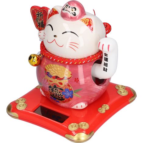 Chat de la fortune en céramique 6 pouces, ornement chat porte-bonheur pour décoration maison, bureau ou voiture - Modèle 4 (1/5)