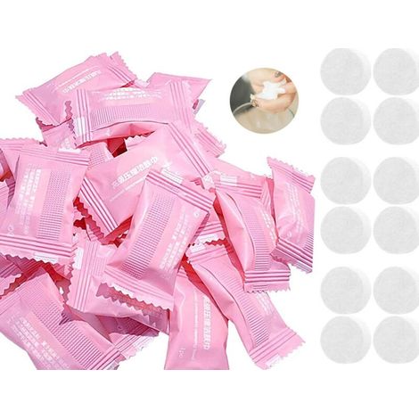 Serviette Magique,100 Pieces Serviette Compressée Pièce Portable Jetables lingettes comprimées Biodégradable et Pressé Mini Serviette Serviettes Compressées Magiques pour Extérieur Voyage Beauté-Fei Y (1/5)