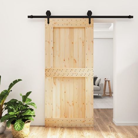 Puerta corredera con herrajes madera maciza de pino 95x210 cm vidaXL (1/5)