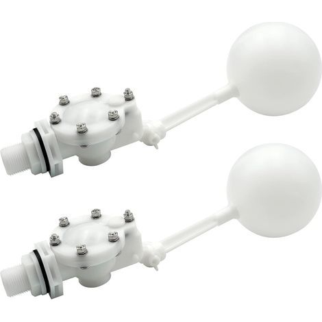 Lot de 2 valves flottantes avec bras réglable, robinet flotteur robuste 3/4 pour réservoir d'eau, haut débit, lot de 2 (1/4)
