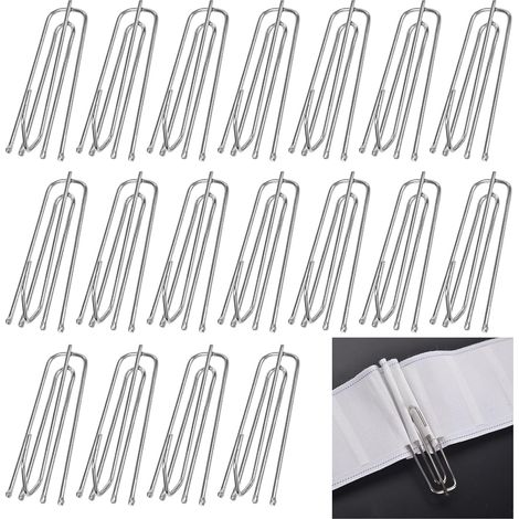 Gardinenhaken aus Edelstahl (40 Stück), 4-zinkige Metall-Gardinenhaken, robuste Metallhaken, klappbare Cliphaken (1/5)