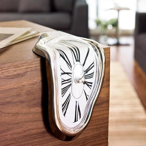 Horloge Courbe de Fusion, Style Salvador Dali Surréaliste, Bureau à Domicile Étagère de Table, Drôle Cadeau Créatif, Chiffres Romains, Pendule Quartz