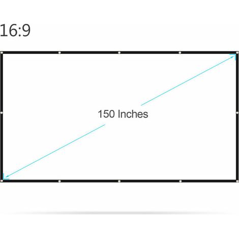 150 Pouces Ecran De Projection Ecran Large 16: 9 Ecran De Projection Portable Anti-Froissement Pliable Interieur Exterieur Projecteur Films Ecran Pour Bureau A Domicile, Blanc, 150 Pouces (1/5)