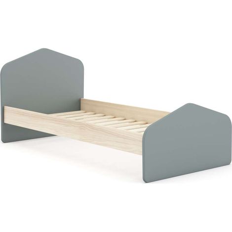 Cama juvenil Estela acabado verde kaki/cera blanca, 90cm(alto) 100cm(ancho) 195.4cm(fondo) (1/5)